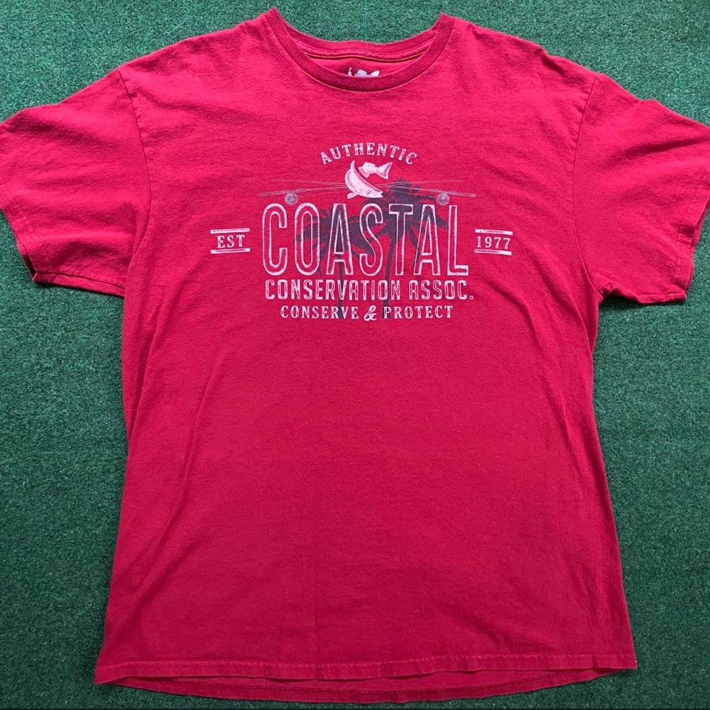 Coastal Conserve & Protect Unisex T-shirt 100% Cotton Size Large/L(12-14) red